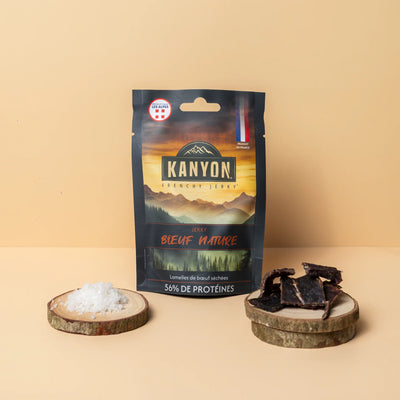 Jerky de boeuf nature Kanyon 25g avec morceaux de viande séchée