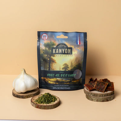 Jerky de porc ail des ours Kanyon 50g avec morceaux de viande jerky